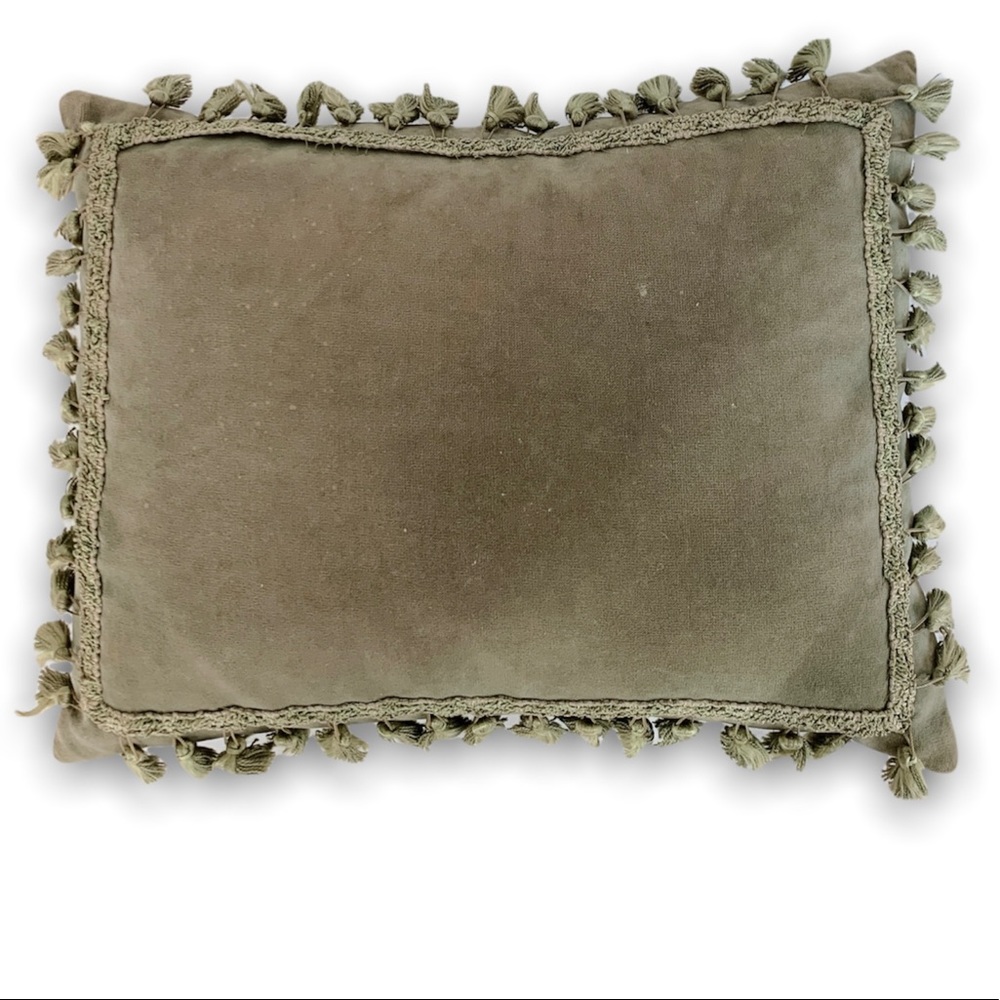 Antique Velvet Feather Pillow With Tassels
